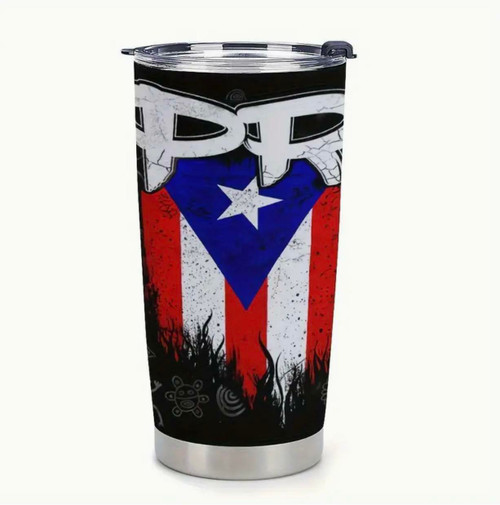 Puerto Rico Flag Tumbler -  Insulated Travel Mug with Lid - 1pc Size 20oz