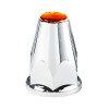 33mm X 2-3/4" Chrome Plastic Nut Covers With Flange - Push-On -Amber Reflector (Color Box of 20)