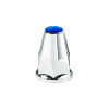 33mm X 2-3/4" Chrome Plastic Nut Covers With Flange - Push-On -Blue Reflector (Color Box of 20)