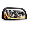 CHROME FREIGHTLINER CENTURY HALOGEN PROJECTOR HEADLIGHT ASSEMBLY WITH DUAL FUNCTION LED STRIP - PASSENGER SIDE