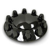 BLACK CHROME ABS PLASTIC FRONT HUB COVER KIT WITH REMOVABLE CENTER CAP & 33MM THREADED NUT COVERS