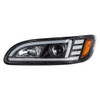 Black Projection Headlight With LED Sequential Turn & DRL For 2005-2015 Peterbilt 386 - Driver