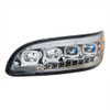 Chrome Quad-LED Headlight With LED DRL & Seq. Signal For 2005-2015 Peterbilt 386- passenger side