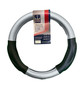 18" STEERING WHEEL COVER CARBON FIBER STYLE GRAY W/MEMORY FOAM GRIPS