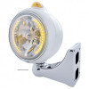 Stainless Steel Guide 682-C Headlight H4 With Amber LED & Dual Mode LED Signal-Amber Lens