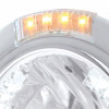 Stainless Steel Bullet Half Moon Headlight H4 With White LED & Dual Mode LED Signal-Clear Lens