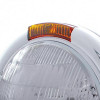 Stainless Steel Classic Headlight 6014 Bulb & Turn Signal - Amber Lens