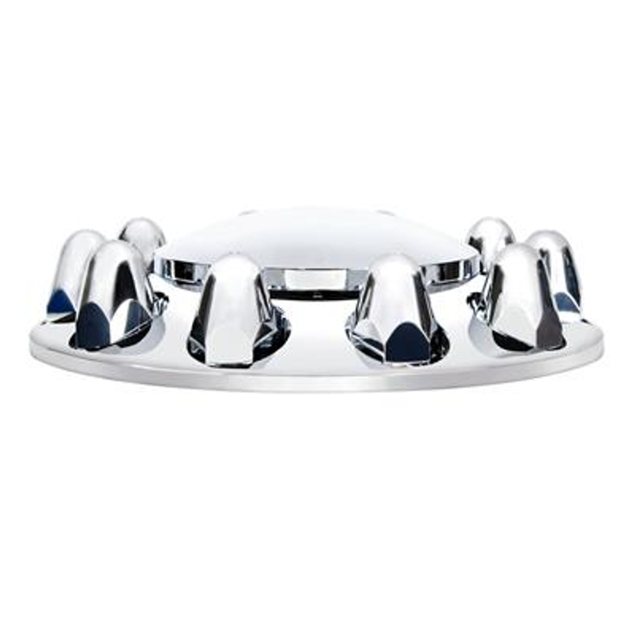 Dome Front Axle Cover With 1-1/2" Push-On Nut Covers - Chrome