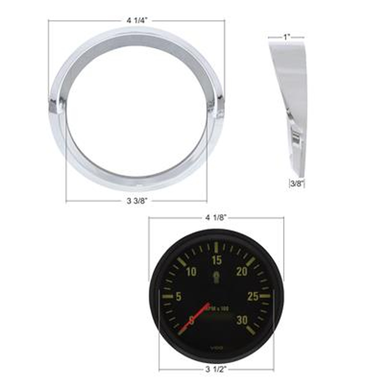 Chrome Speed/Tachometer Gauge Bezel For Australian Kenworth