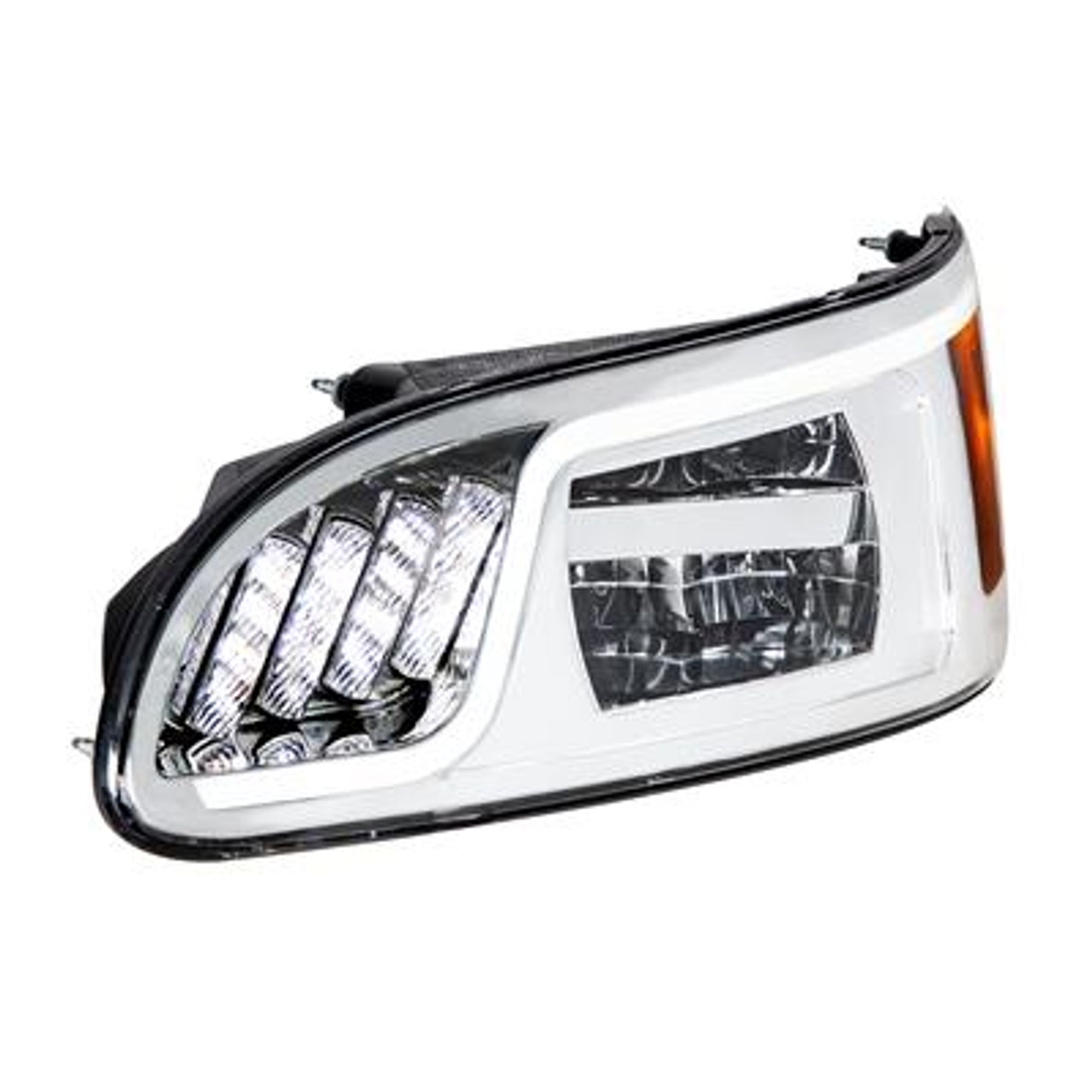 Chrome LED Headlight With LED Turn, Position, & DRL For Peterbilt 386 (2005-2015) & 387 (1999-2010)- Driver