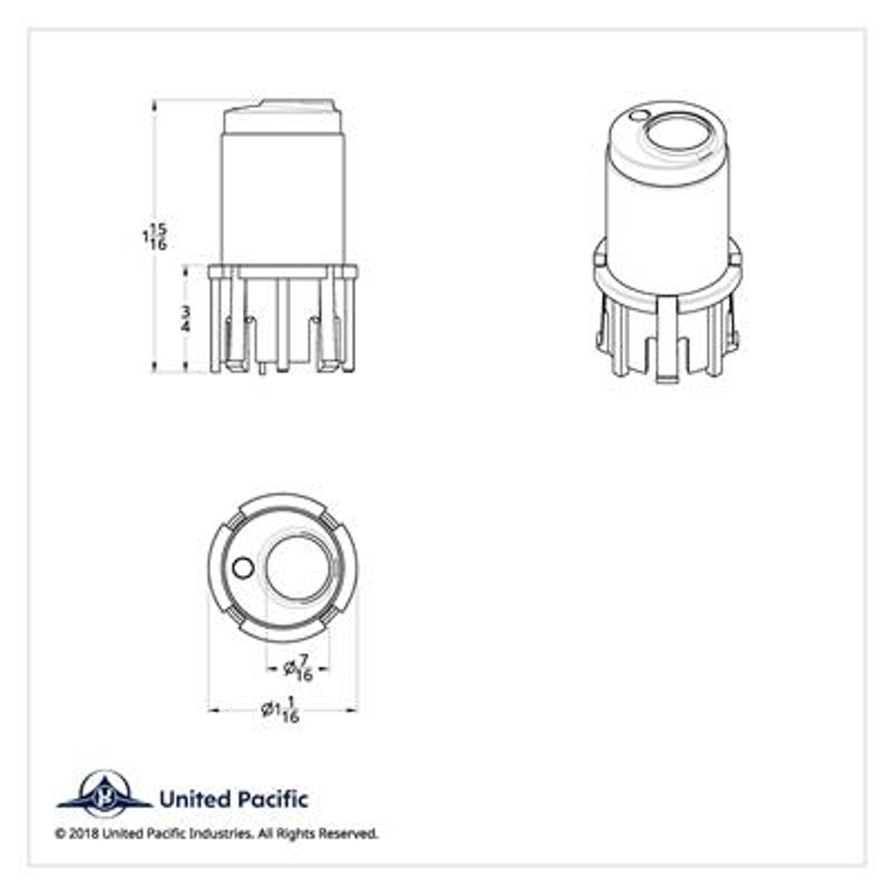 Center A/C Control Knob For 2006+ Kenworth - Blue Crystal