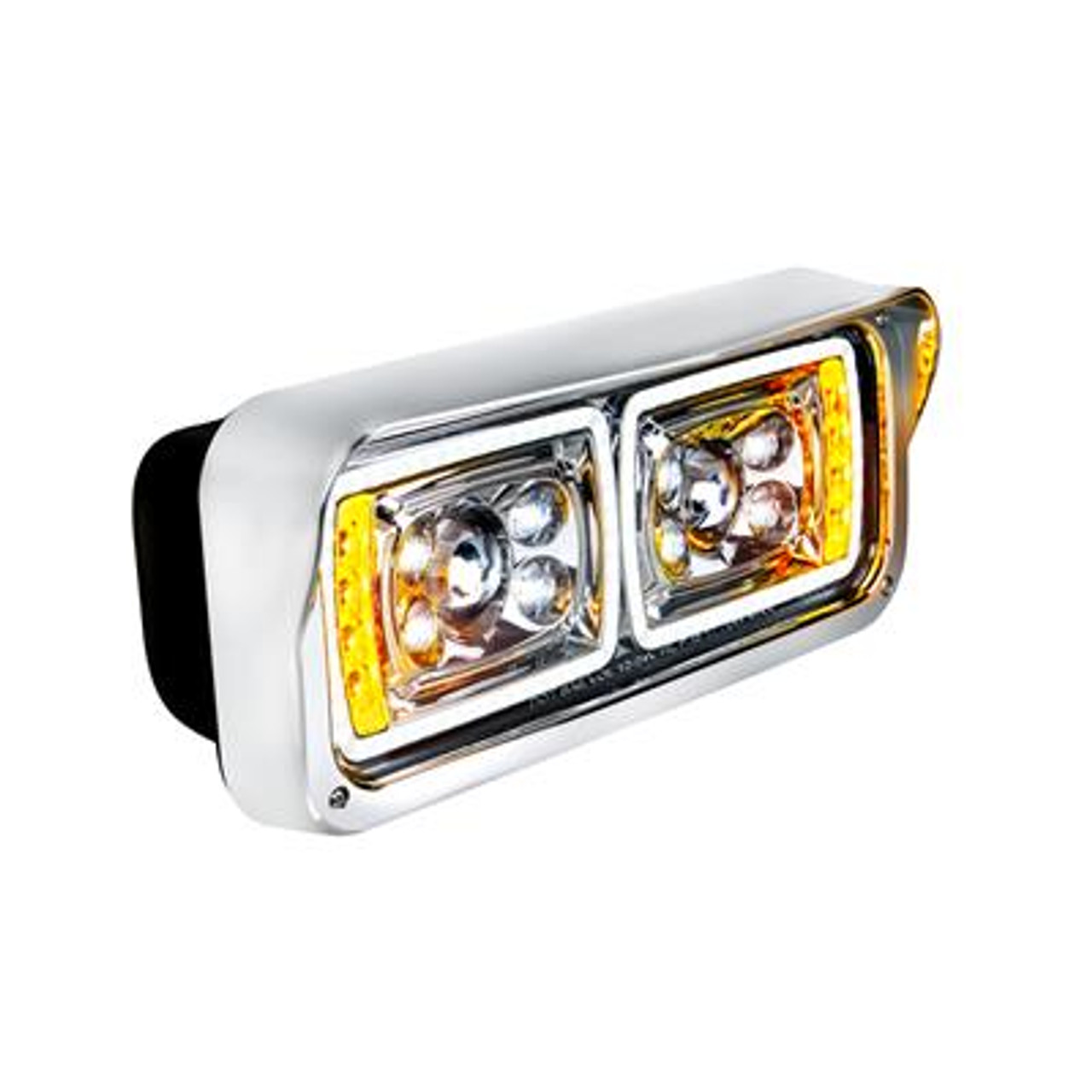 10 High Power LED "Chrome" Projection Headlight With LED Turn Signal & Position Light Bar - Passenger