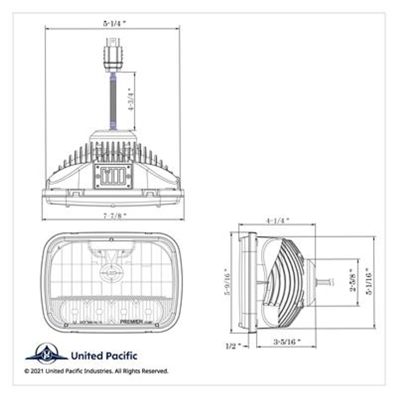 ULTRALIT - 5 High Power LED 5" X 7" Crystal Headlight - High & Low Beam