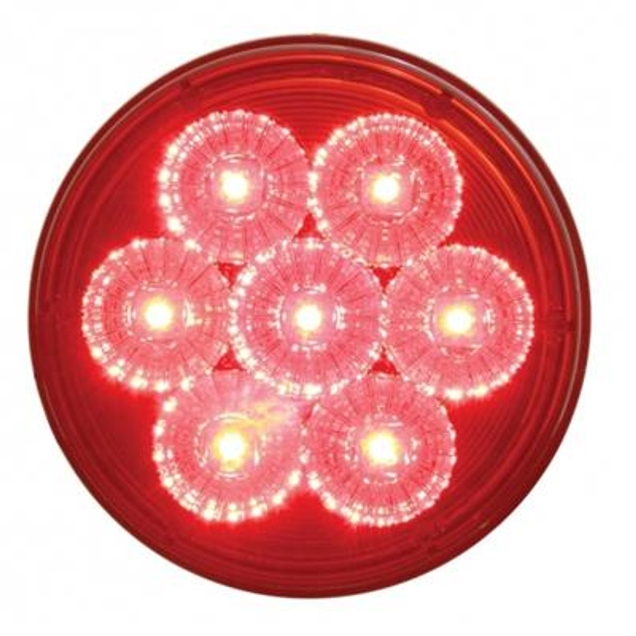 7 LED 4" Round Reflector Light Kit (Stop, Turn & Tail) - Red LED/Red Lens