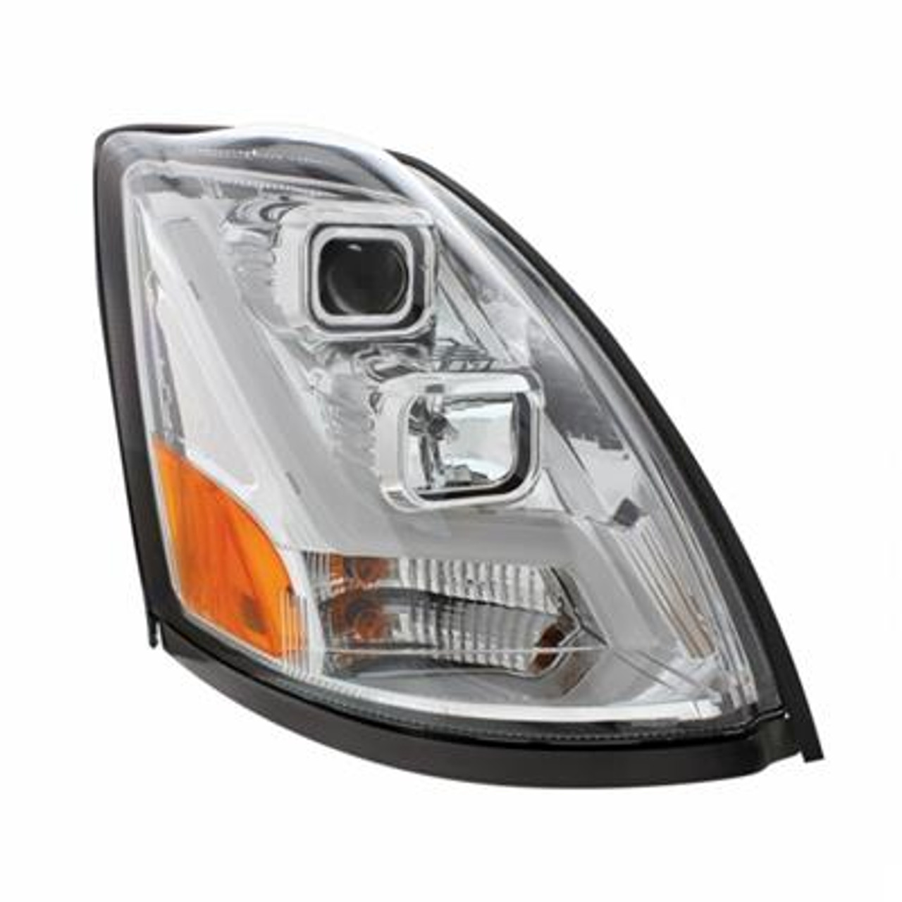 Chrome Projection Headlight With LED Position Light Bar For 2003-2017 Volvo VN/VNL - Passenger