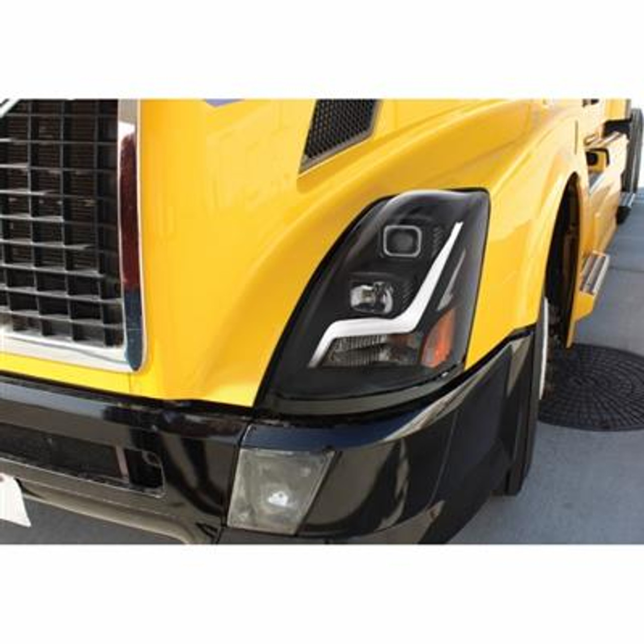 Blackout Projection Headlight With LED Position Light Bar For 2003-2017 Volvo VN/VNL - Driver