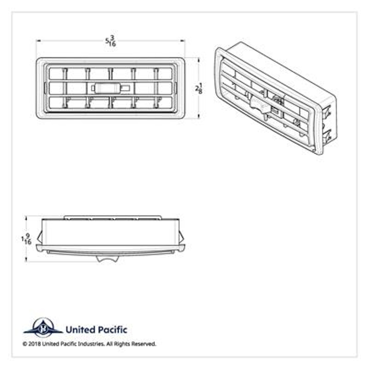 Chrome Plastic A/C Vent For 2002+ Kenworth - Center