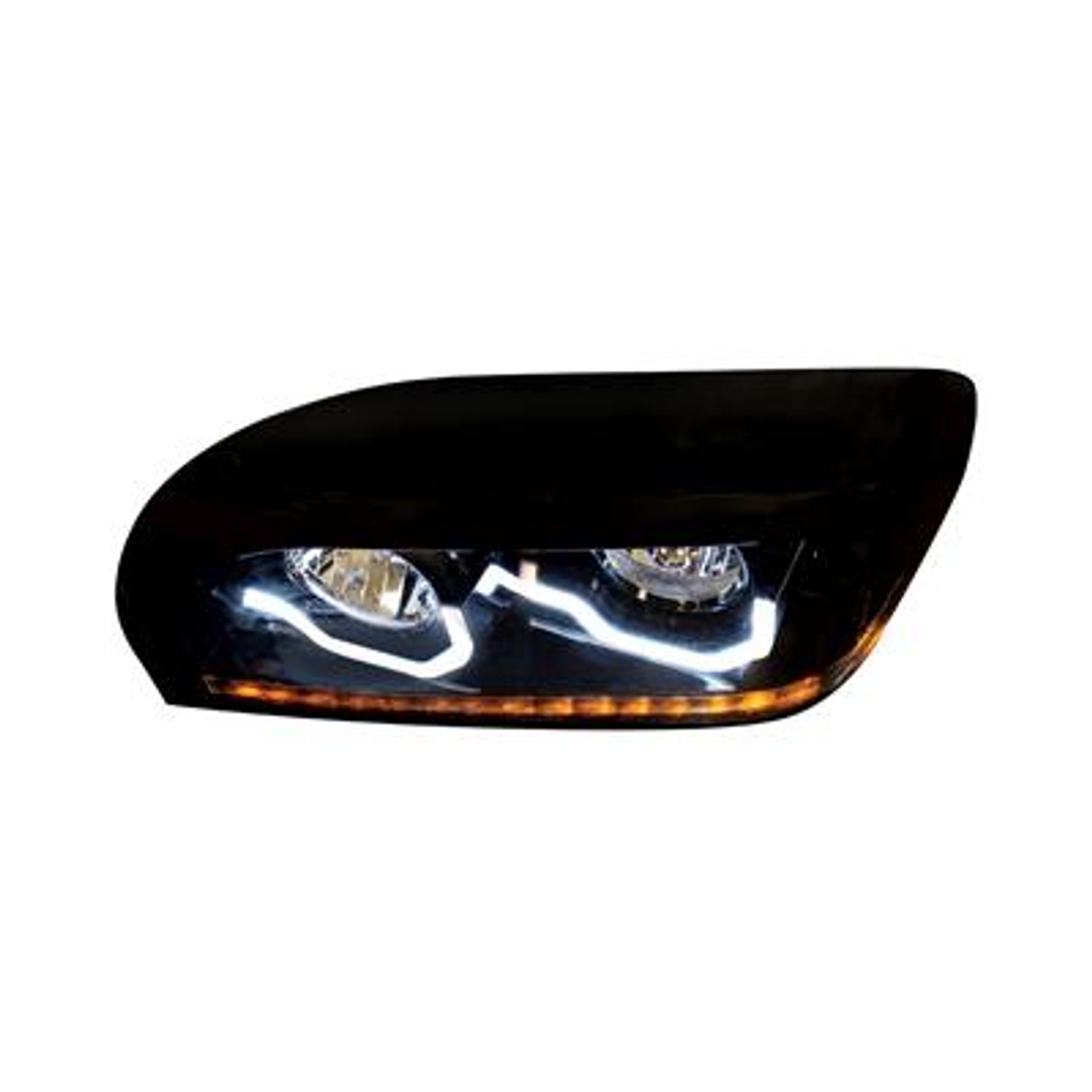 Blackout Projection Headlight With LED Turn Signal & Light Bar For Freightliner Century - Driver