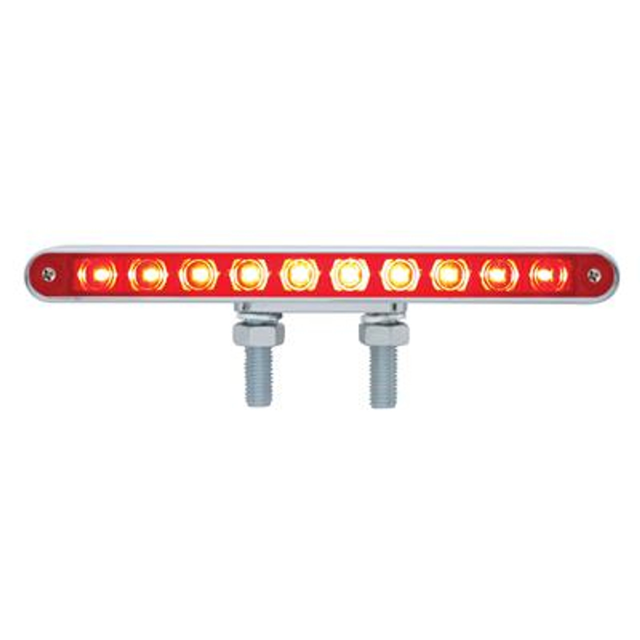 20 LED 9" Double Face Light Bar - Amber & Red LED/Amber & Red Lens