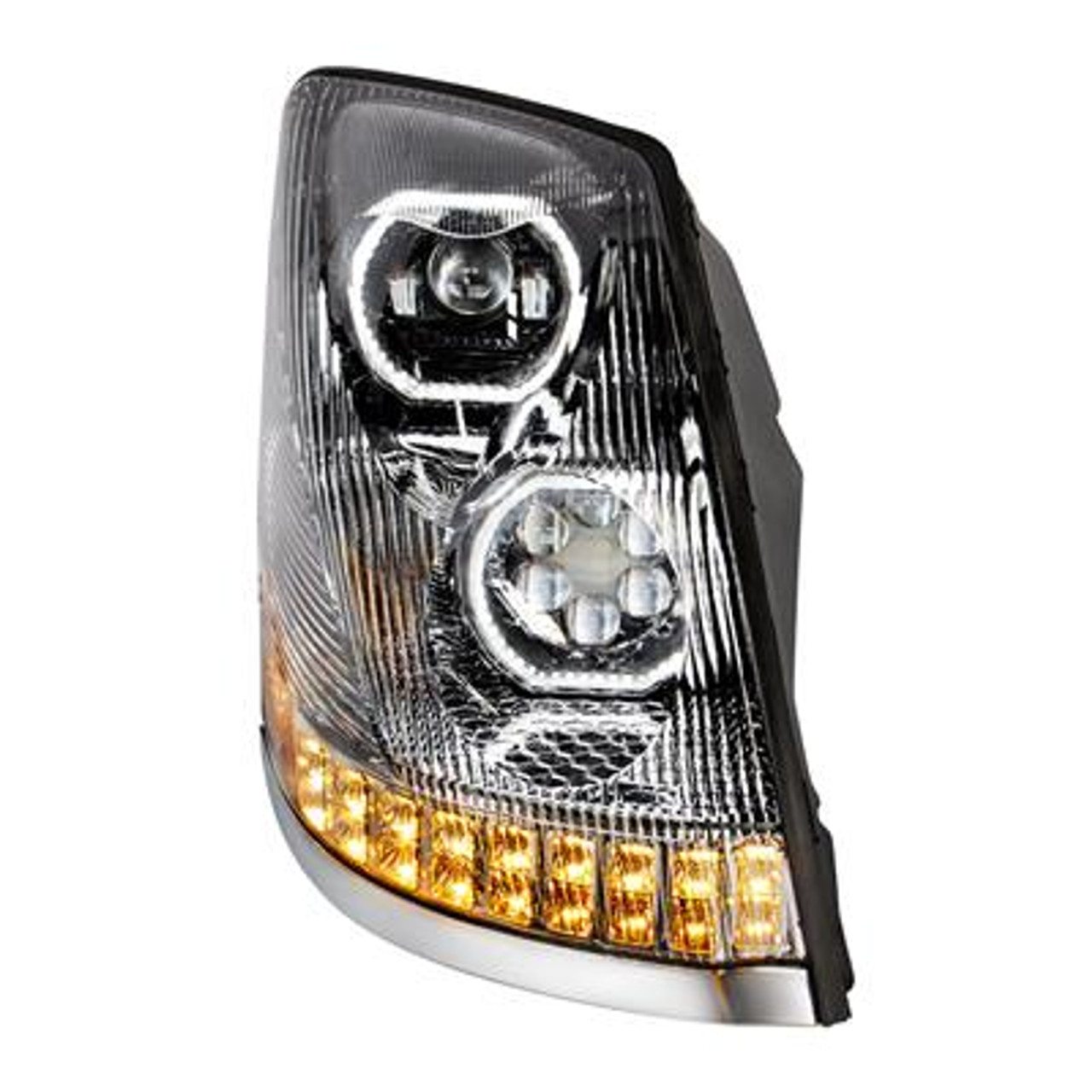 Black 10 LED Headlight For 2003-2017 Volvo VN/VNL - Passenger Side