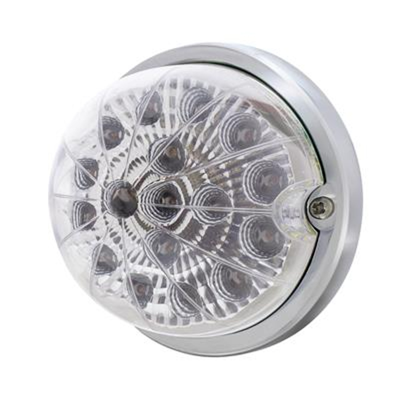 17 LED Dual Function Watermelon Clear Reflector Flush Mount Kit With Low Profile Bezel-Amber LED/Clear Lens