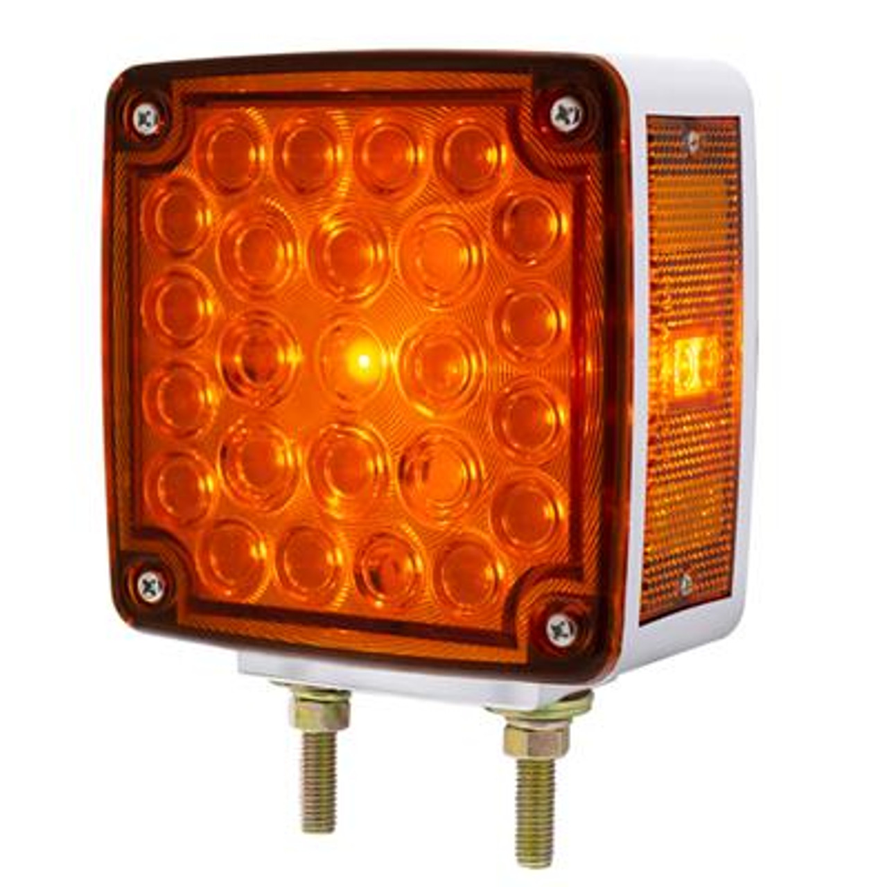 52 LED Double Stud Double Face Turn Signal Light (Driver) - Amber & Red LED/Amber & Red Lens