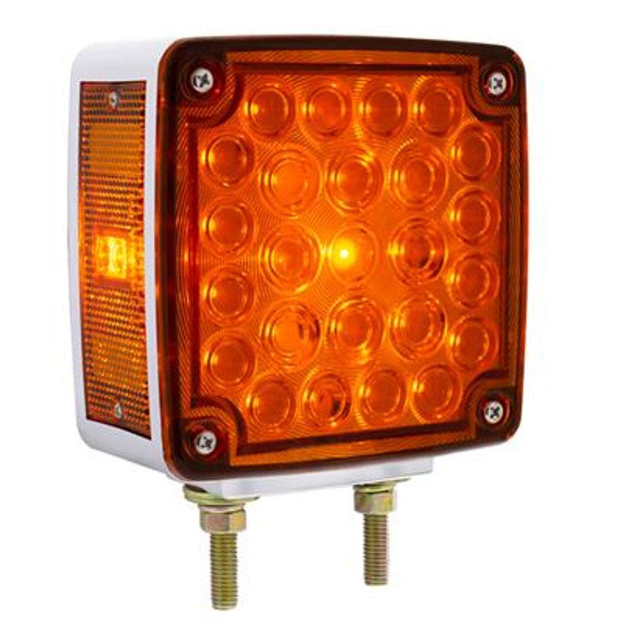 52 LED Double Stud Double Face Turn Signal Light (Passenger) - Amber & Red LED/Amber & Red Lens