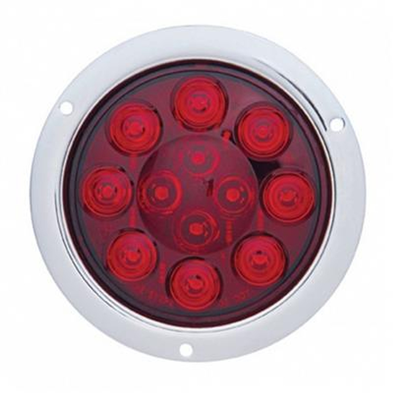 12 LED 4" Round Flange Mount Light (Stop, Turn & Tail) - Red LED/Red Lens