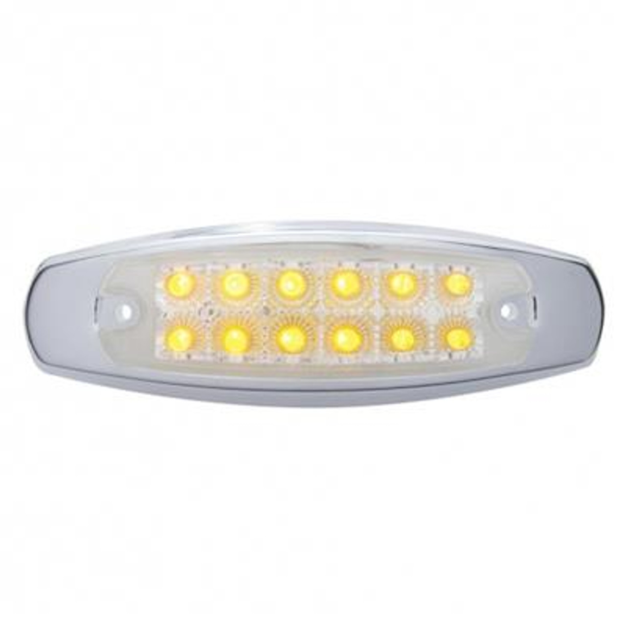 12 LED Reflector Rectangular Light With Bezel (Clearance/Marker) - Amber LED/Clear Lens