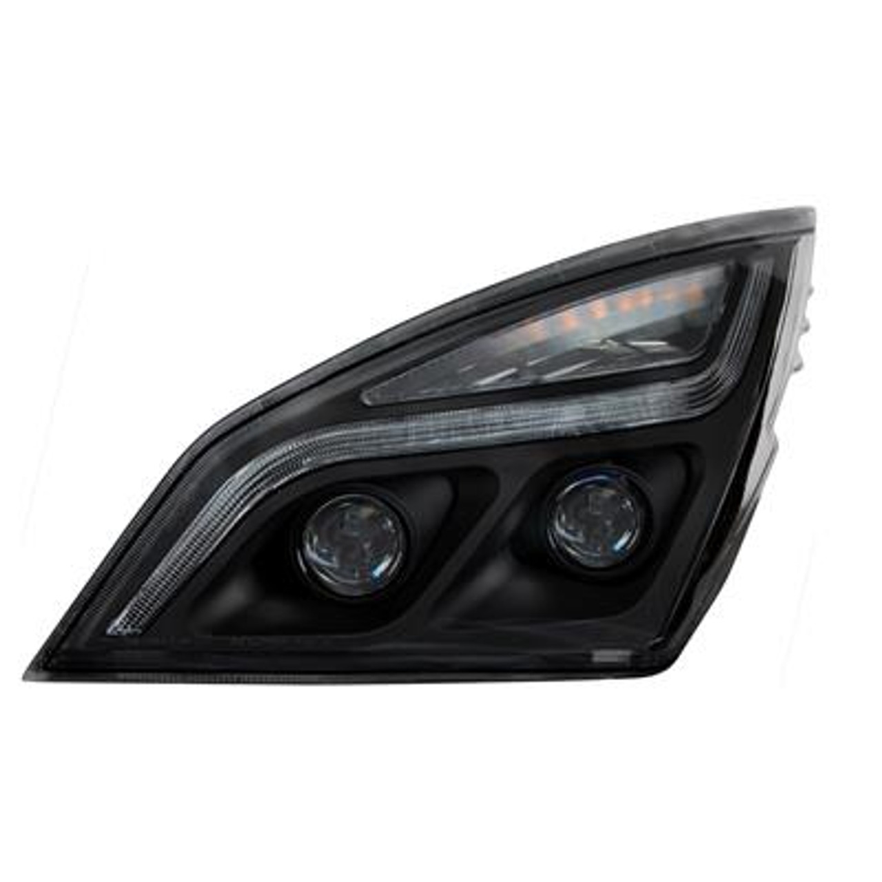 Black LED Projection Headlight With LED Position Light For 2018-2022 Freightliner Cascadia - Driver