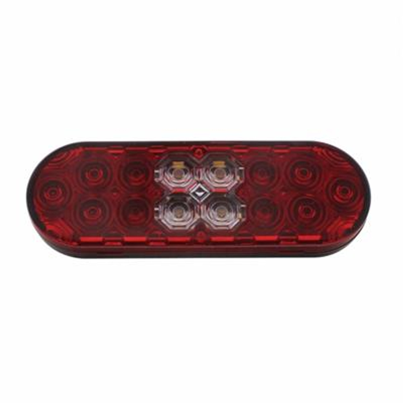 6" Oval Combo Light With 14 LED Stop, Turn & Tail & 16 LED Back-Up -Red LED/Red Lens