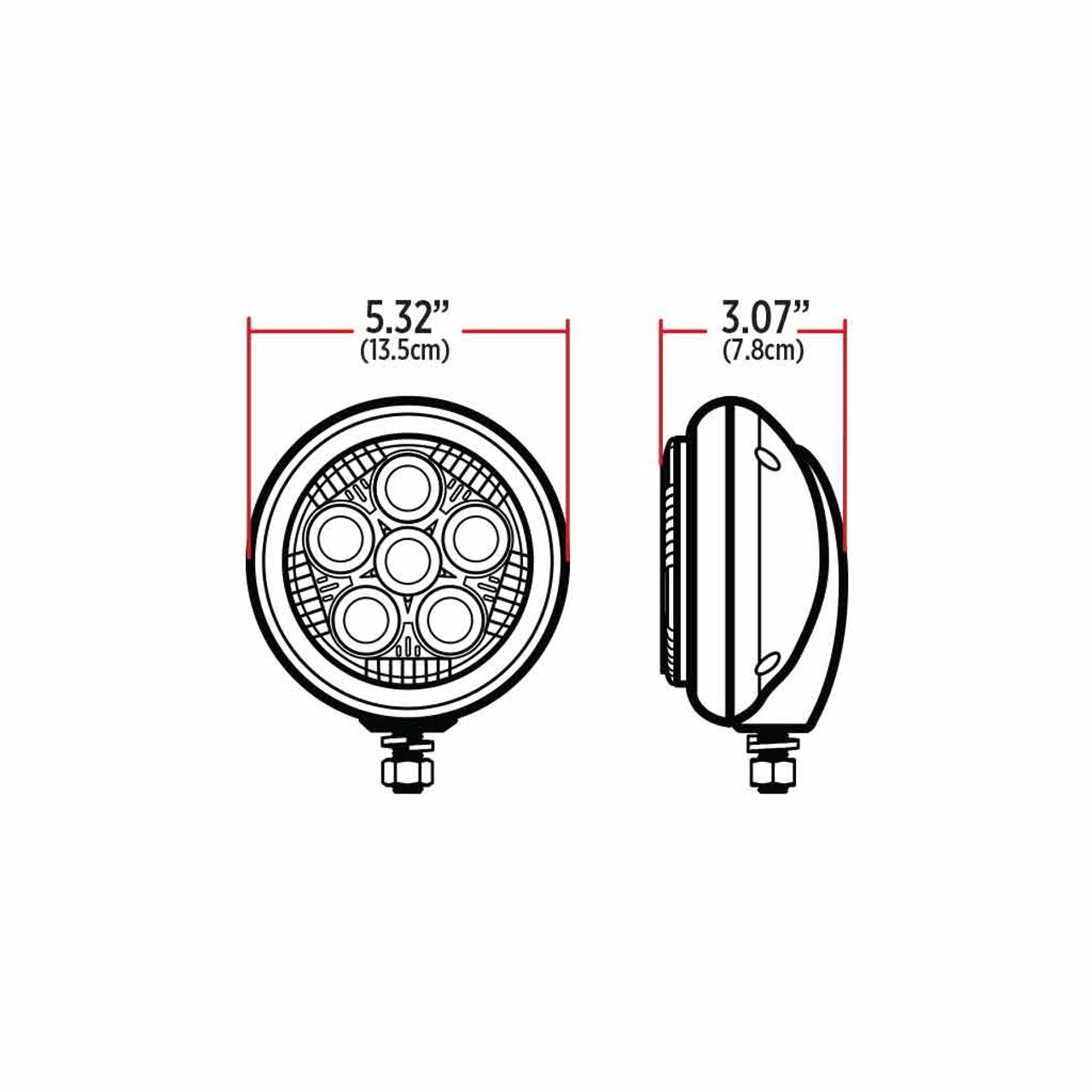 5" LEGACY SERIES CHROME/BLACK ROUND SPOT BEAM LED WORK LIGHT WITH ADVANCED HEATSINK TECHNOLOGY (6 DIODES)