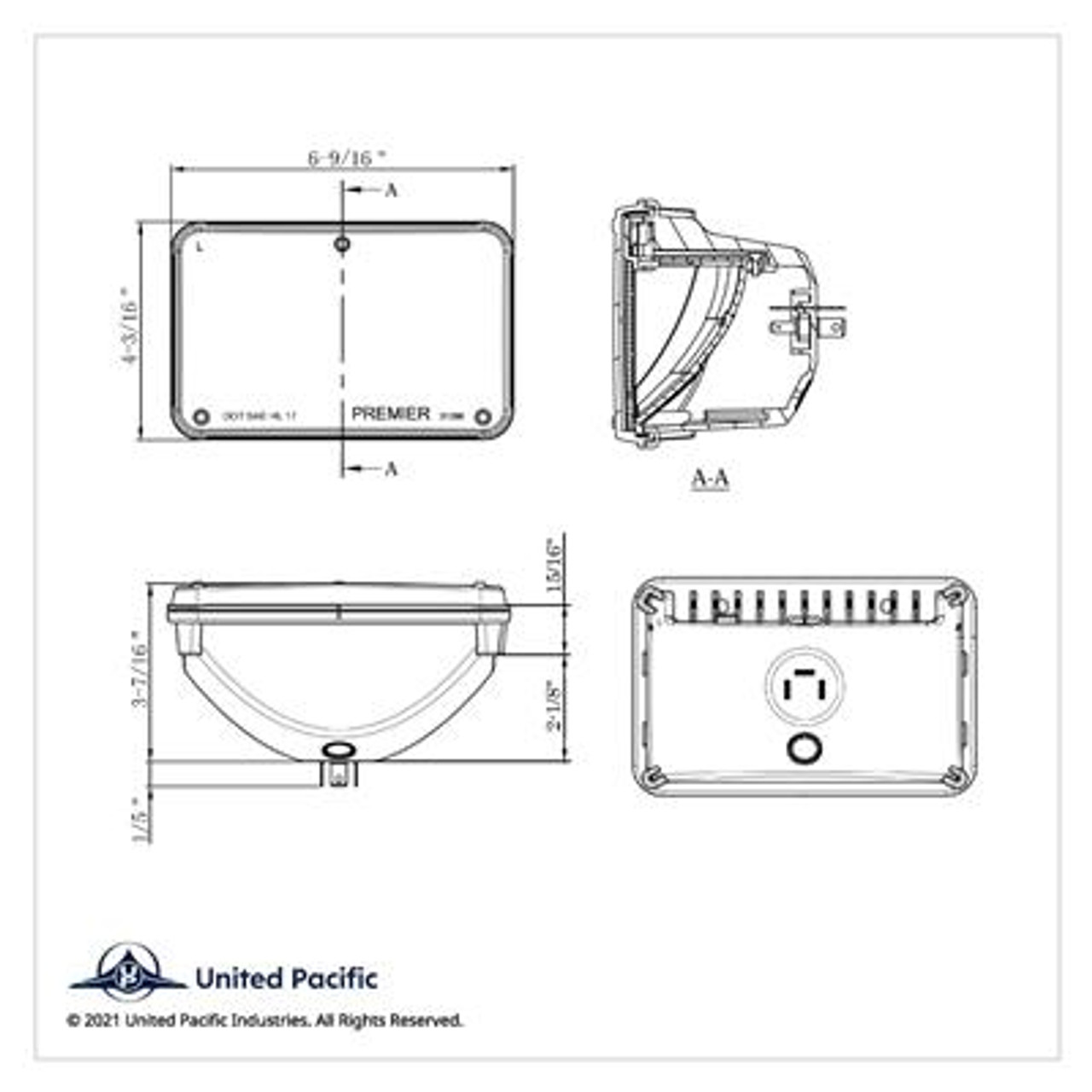 ULTRALIT - High Power LED 4" X 6" Low Beam Headlight With Polycarbonate Lens & Housing