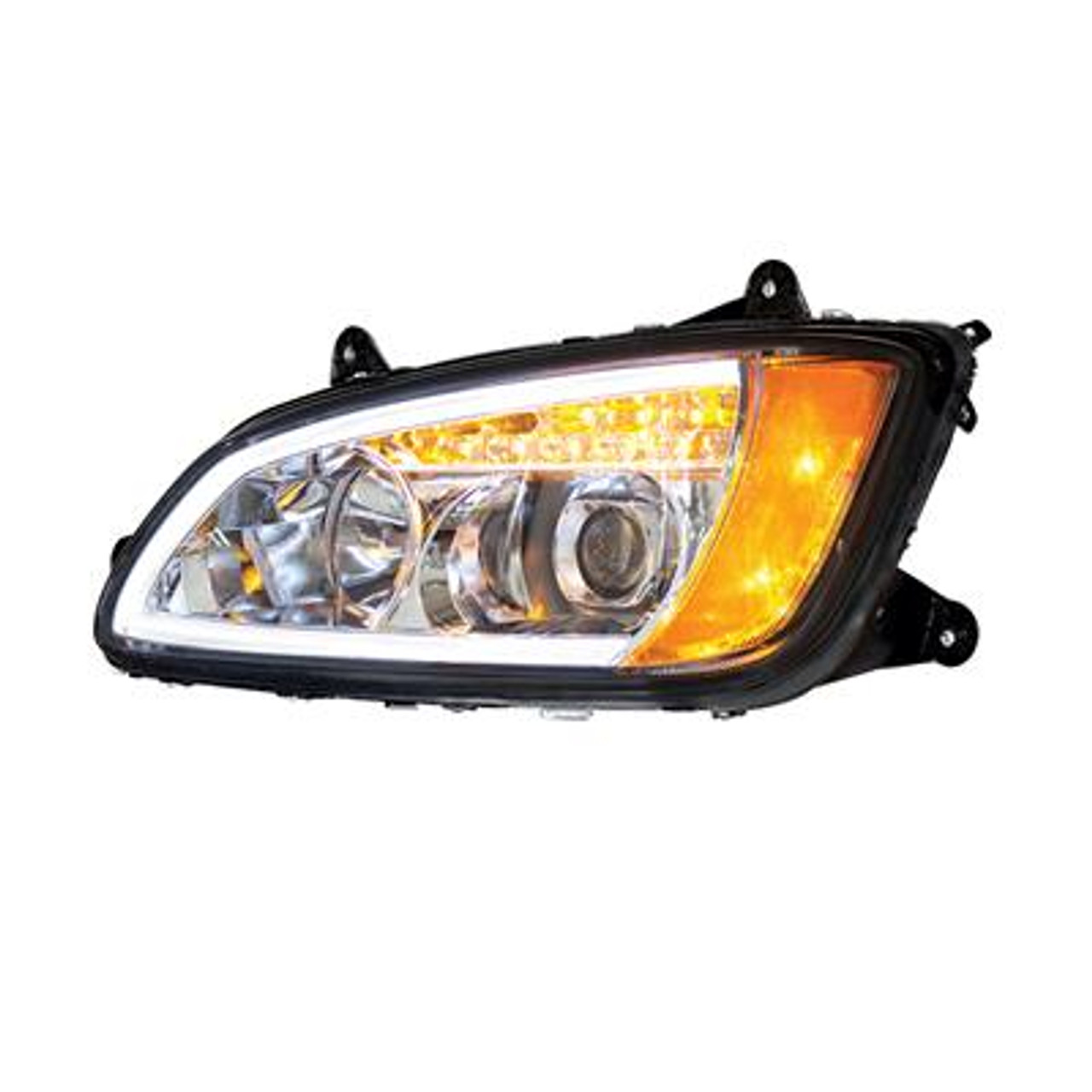 Chrome Projection Headlight With LED Turn Signal & Position Light For 2008-2017 Kenworth T660 - Driver