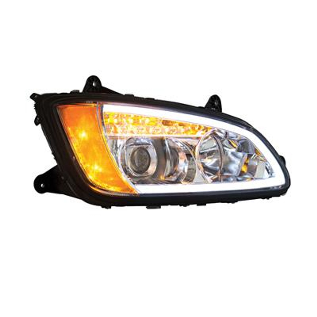 Chrome Projection Headlight With LED Turn Signal & Position Light For 2008-2017 Kenworth T660 - Passenger