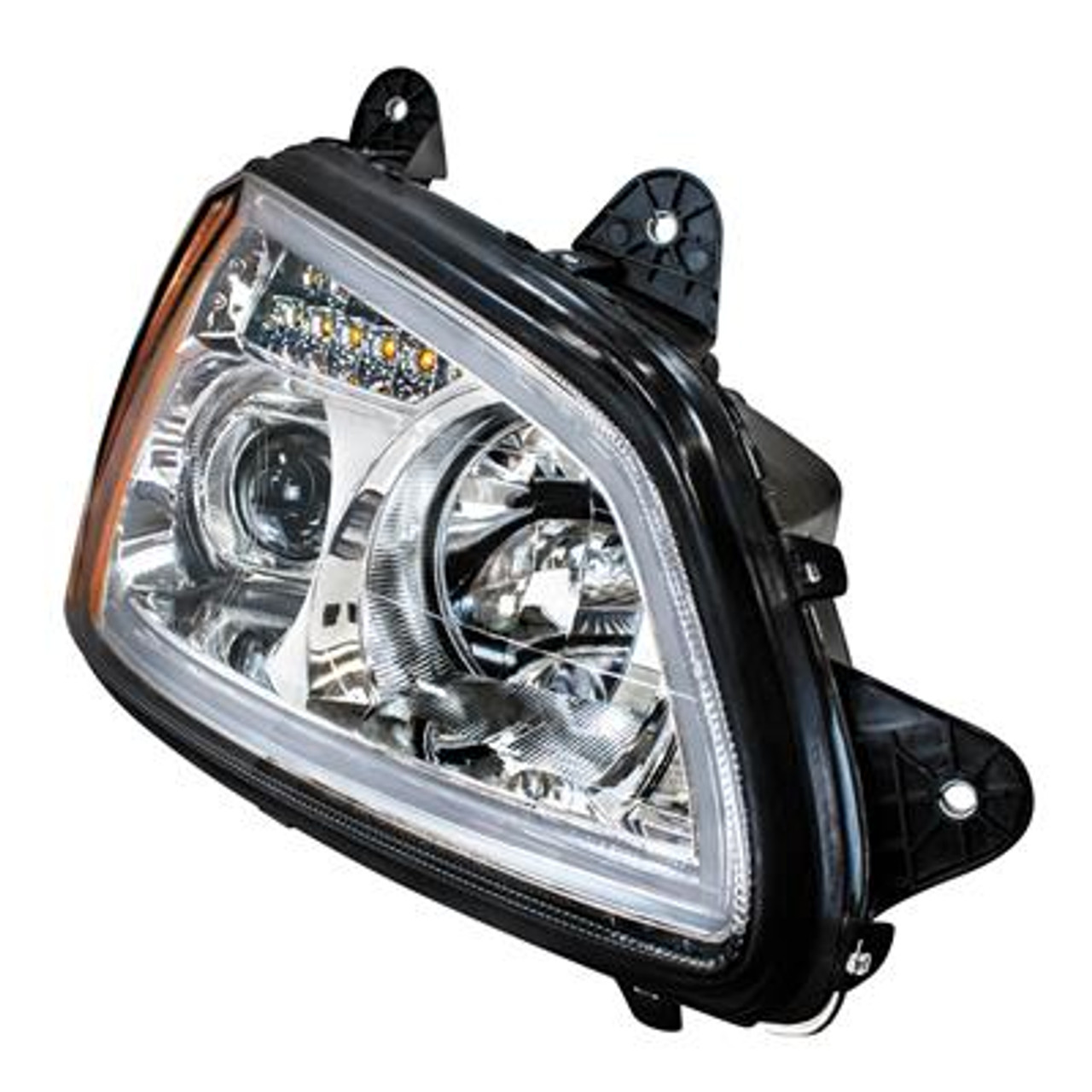 Chrome Projection Headlight With LED Turn Signal & Position Light For 2008-2017 Kenworth T660 - Passenger