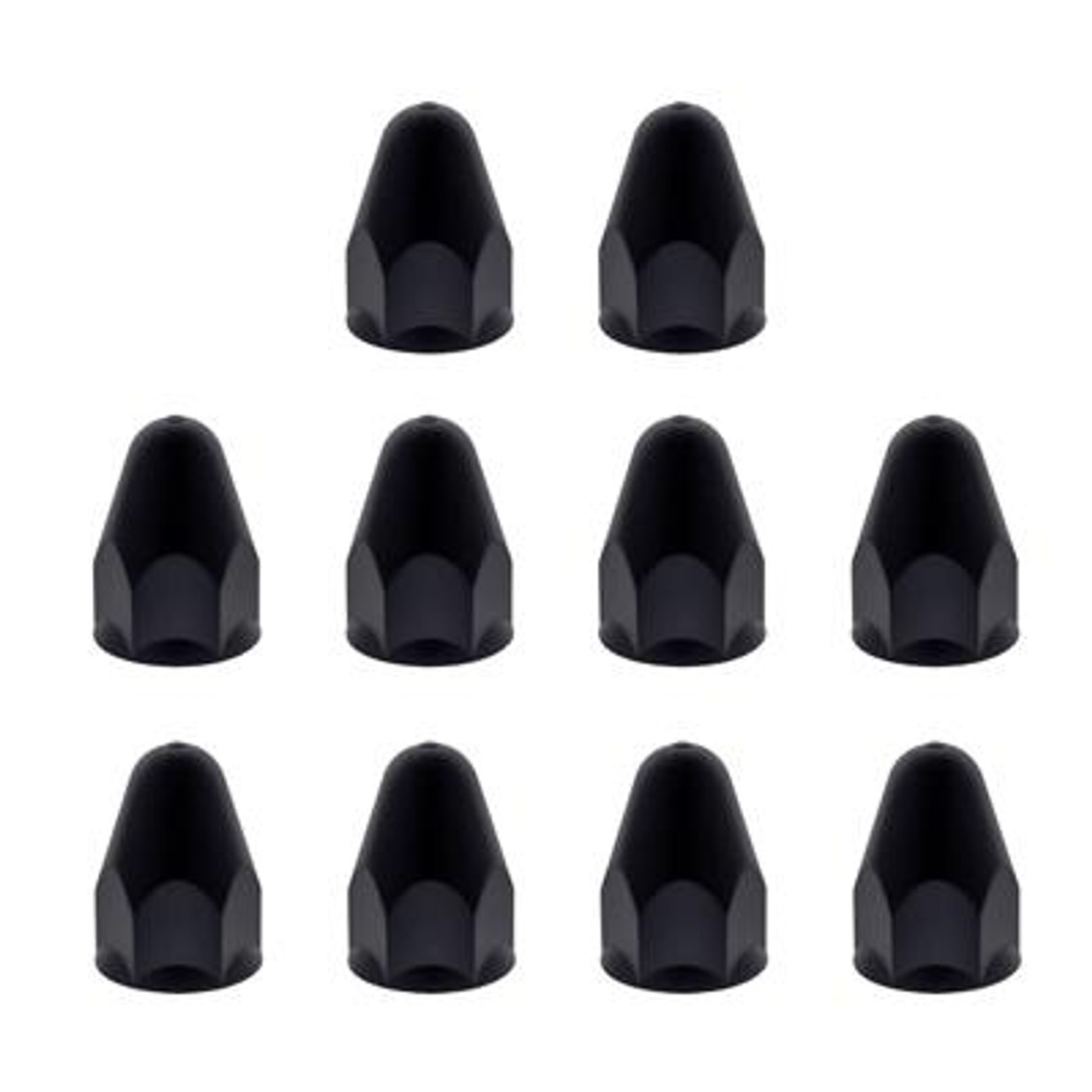 1-1/2" X 2-3/4" Matte Black Painted Plastic Bullet Nut Covers - Push-On (Bulk)