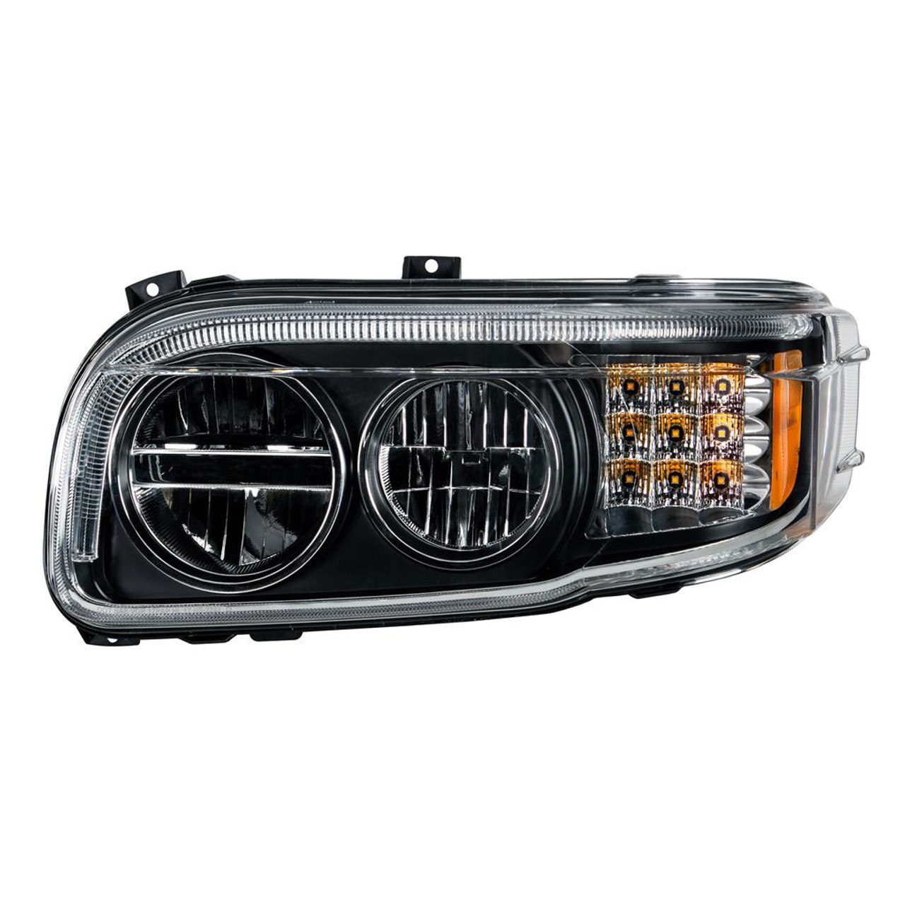 Blackout LED Headlight With LED Turn & Position Light Bar For 2008-2022 Peterbilt 389- Driver