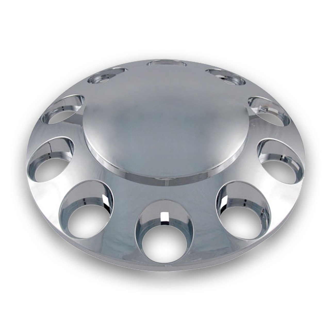 CHROME ABS PLASTIC FRONT AXLE COVER WITH REMOVABLE HUBCAP - NUT COVERS NOT INCLUDED