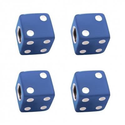 Blue Dice Valve Caps With White Dots (Set of 4)