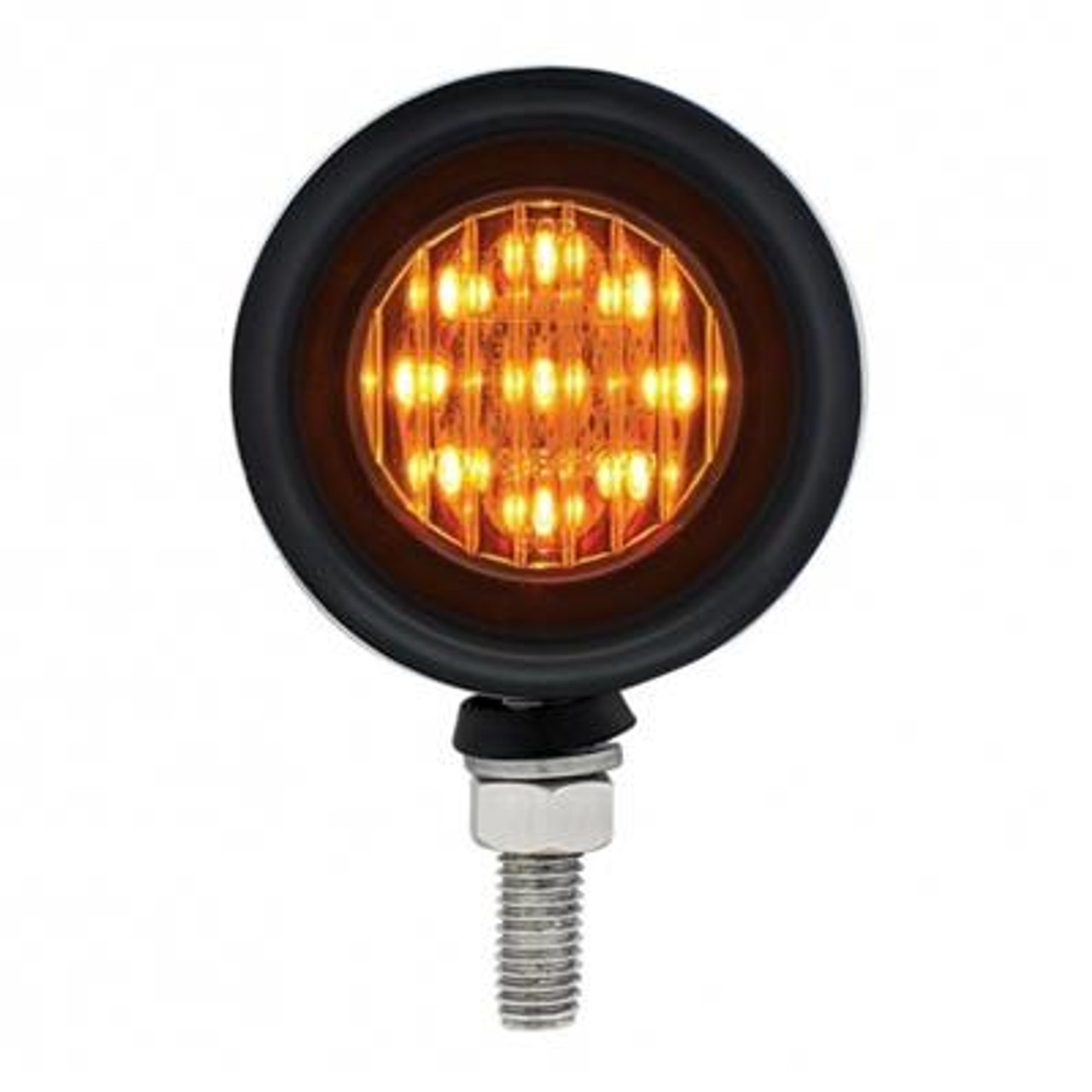 SS 2" Double Face Light With 9 LED 2" Lights & Grommets - Amber & Red LED/Amber & Red Lens