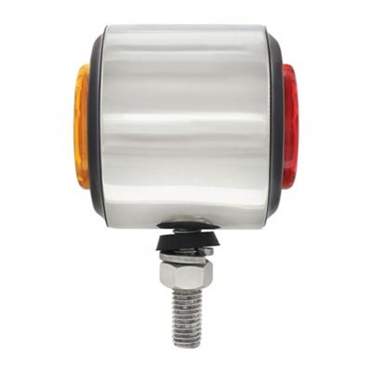 SS 2" Double Face Light With 9 LED 2" Lights & Grommets - Amber & Red LED/Amber & Red Lens