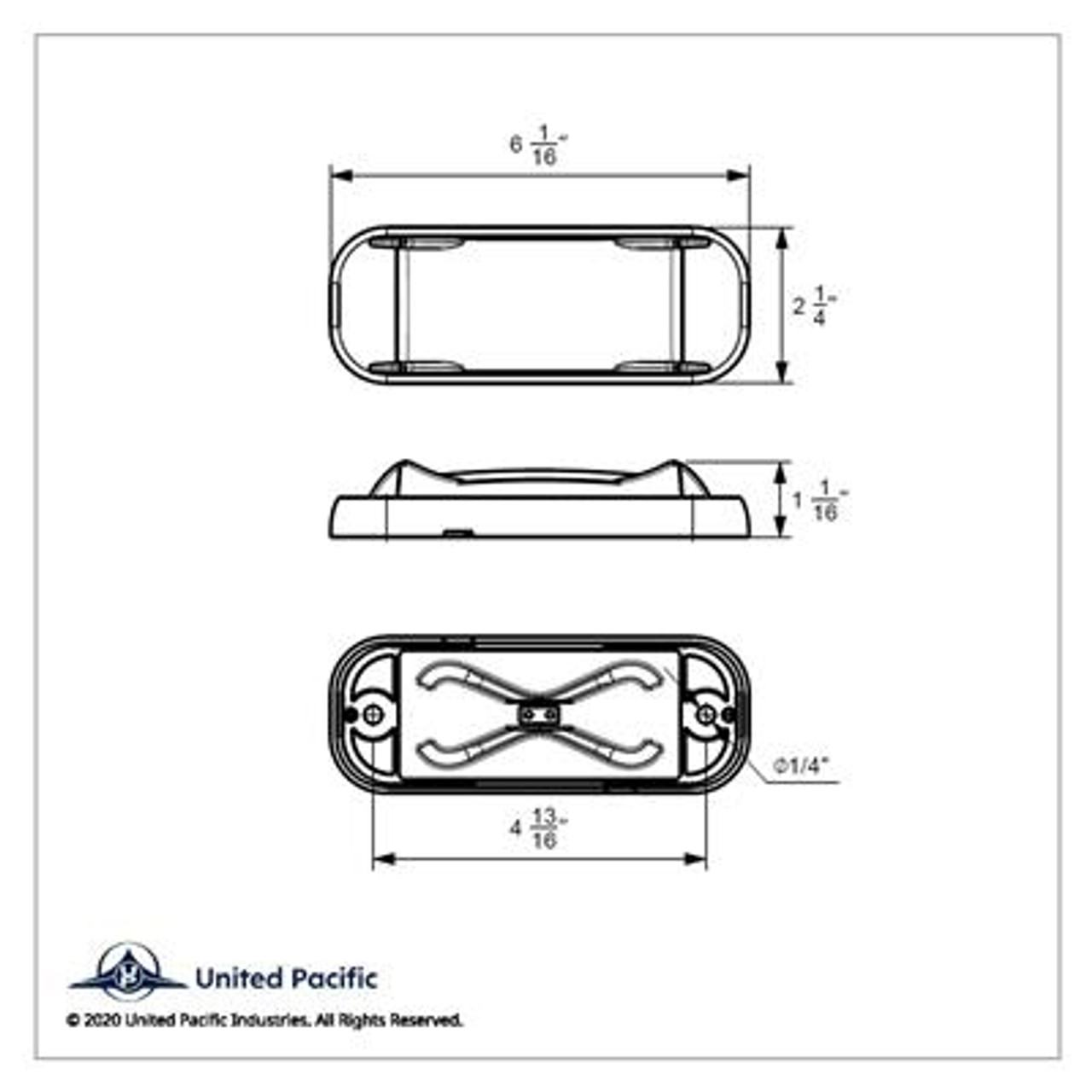 4 LED Saber Rectangular Marker Light With Red Lens