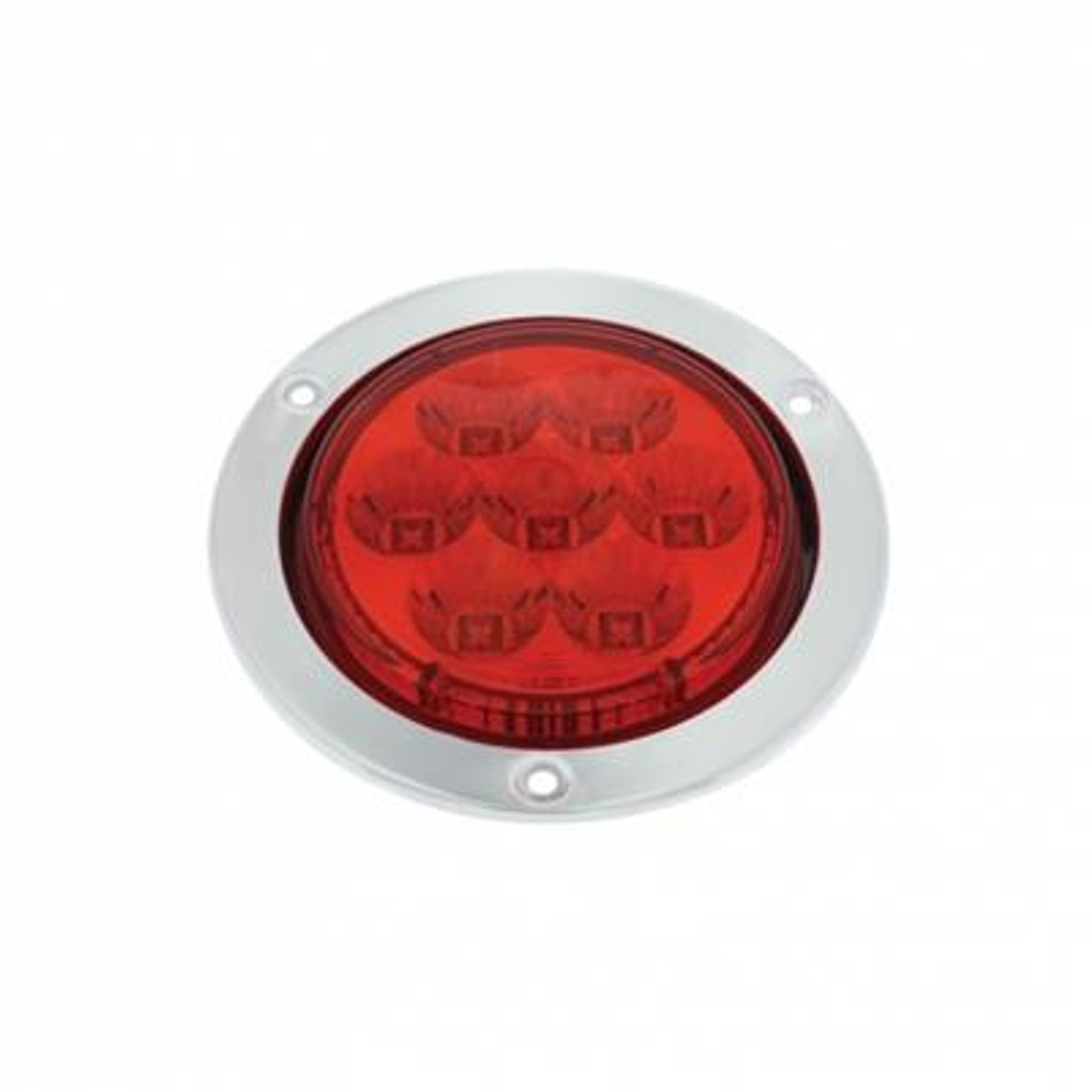 7 LED 4" Round SS Flange Light (Stop, Turn & Tail) - Red LED/Red Lens