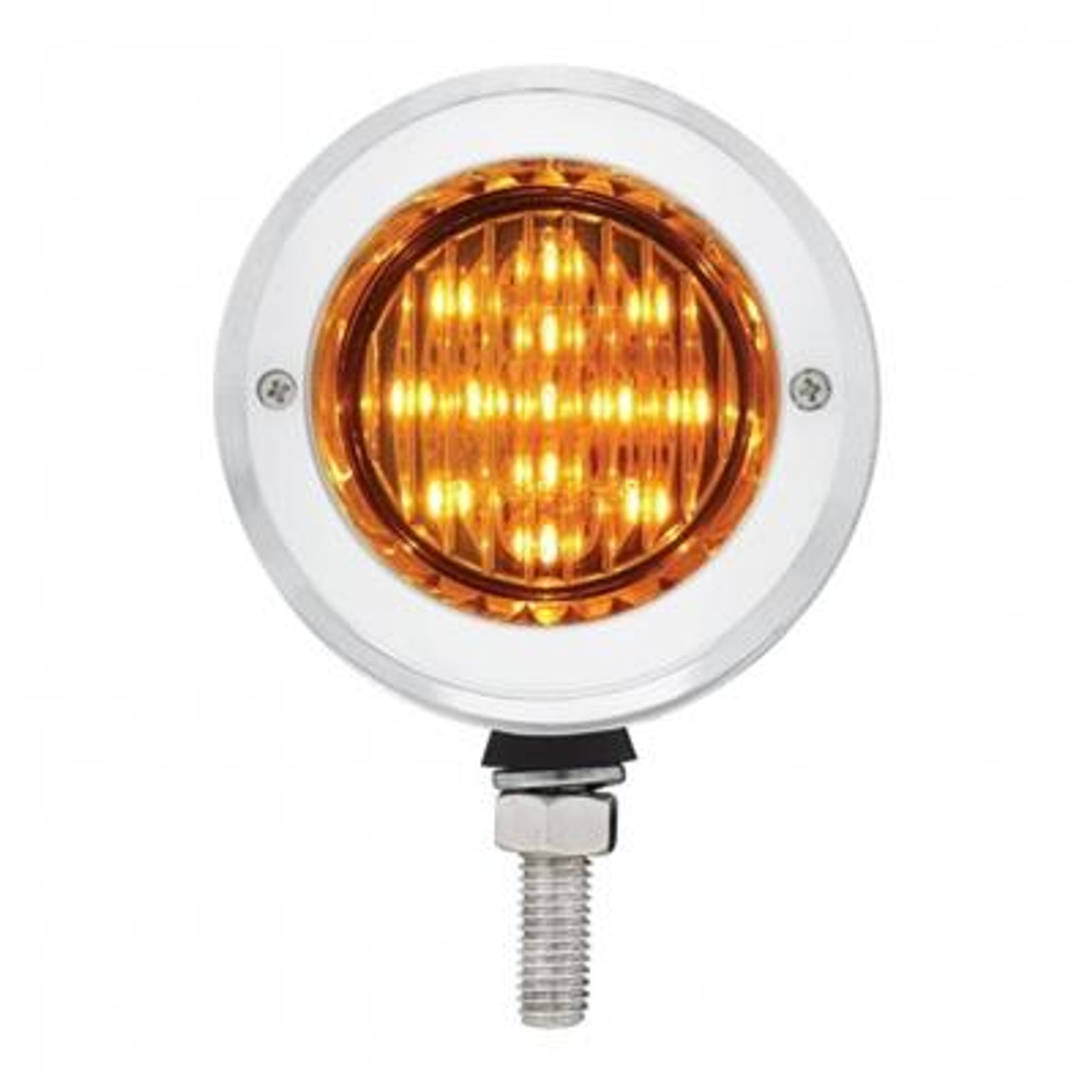 SS 2-1/2" Double Face Light With 13 LED 2-1/2" Lights & Bezels - Amber & Red LED/Amber & Red Lens