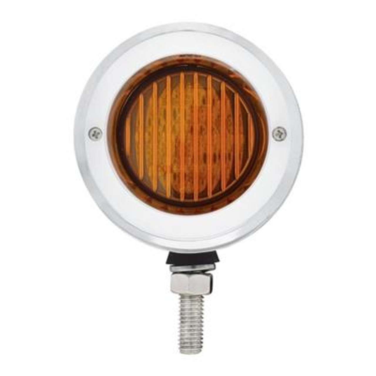 SS 2-1/2" Double Face Light With 13 LED 2-1/2" Lights & Bezels - Amber & Red LED/Amber & Red Lens