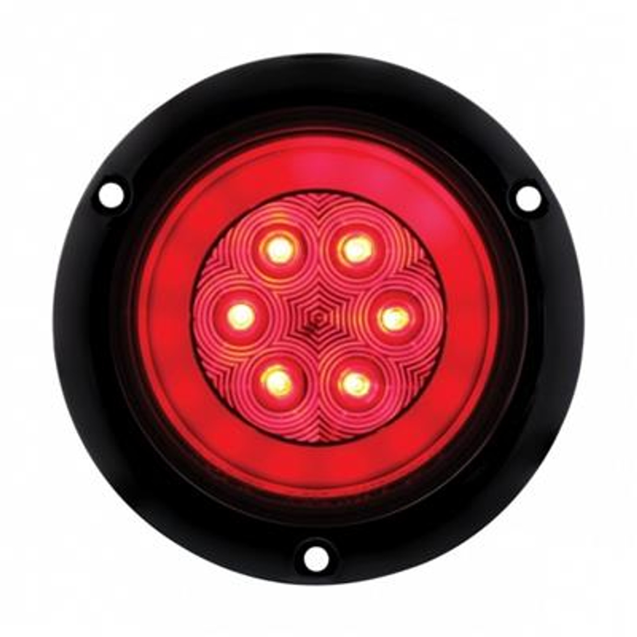 21 LED 4" Round Flange Mount GloLight (Stop, Turn & Tail) - Red LED/Red Lens