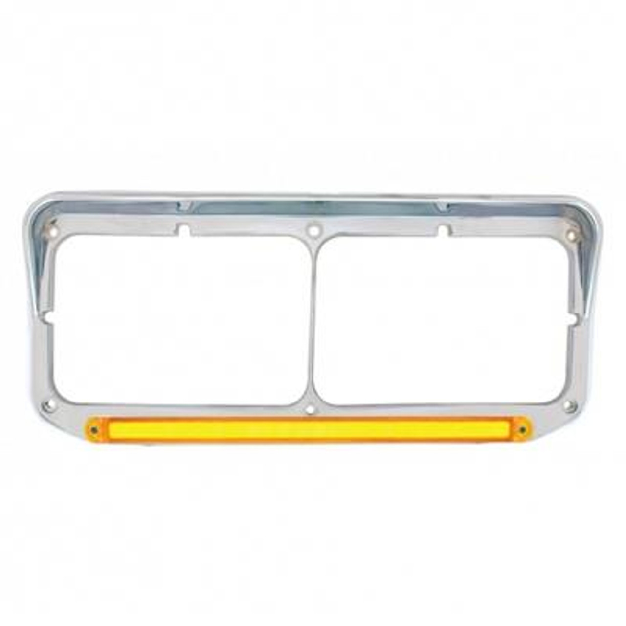 24 LED Rectangular Dual Headlight Bezel With Visor & GloLight - Amber LED/Amber Lens