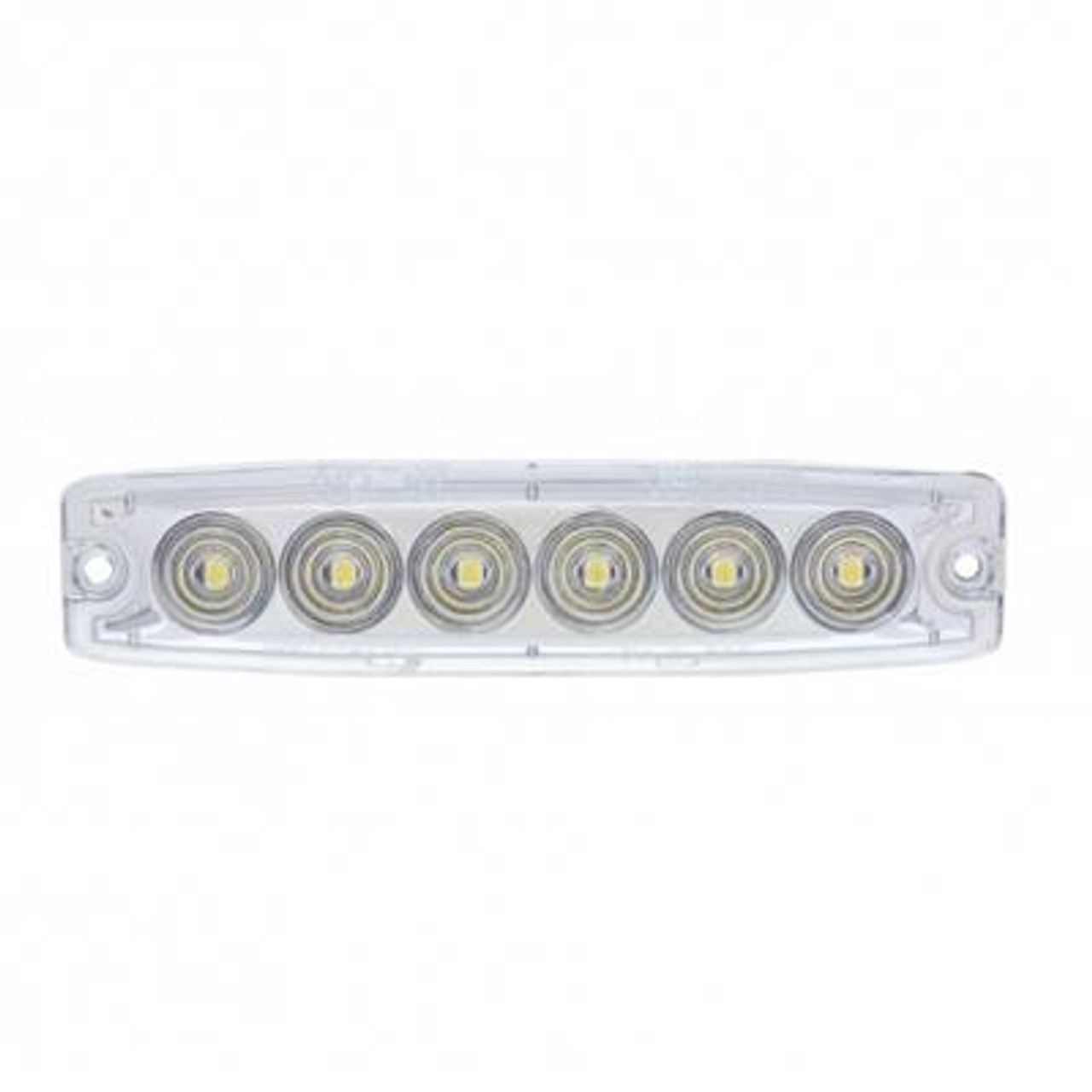 6 High Power LED Super Thin Warning Light - White LED/Clear Lens (Bulk)