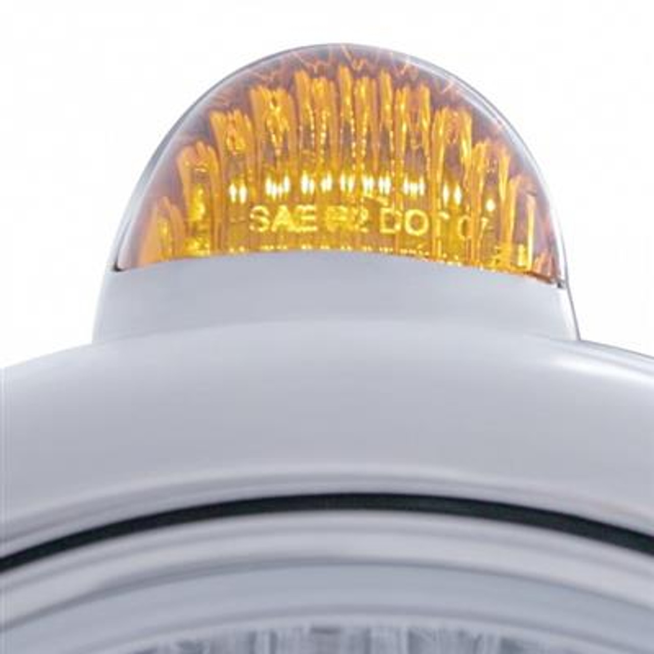 Stainless Steel Guide 682-C Headlight H4 With Amber LED & Dual Mode LED Signal-Amber Lens